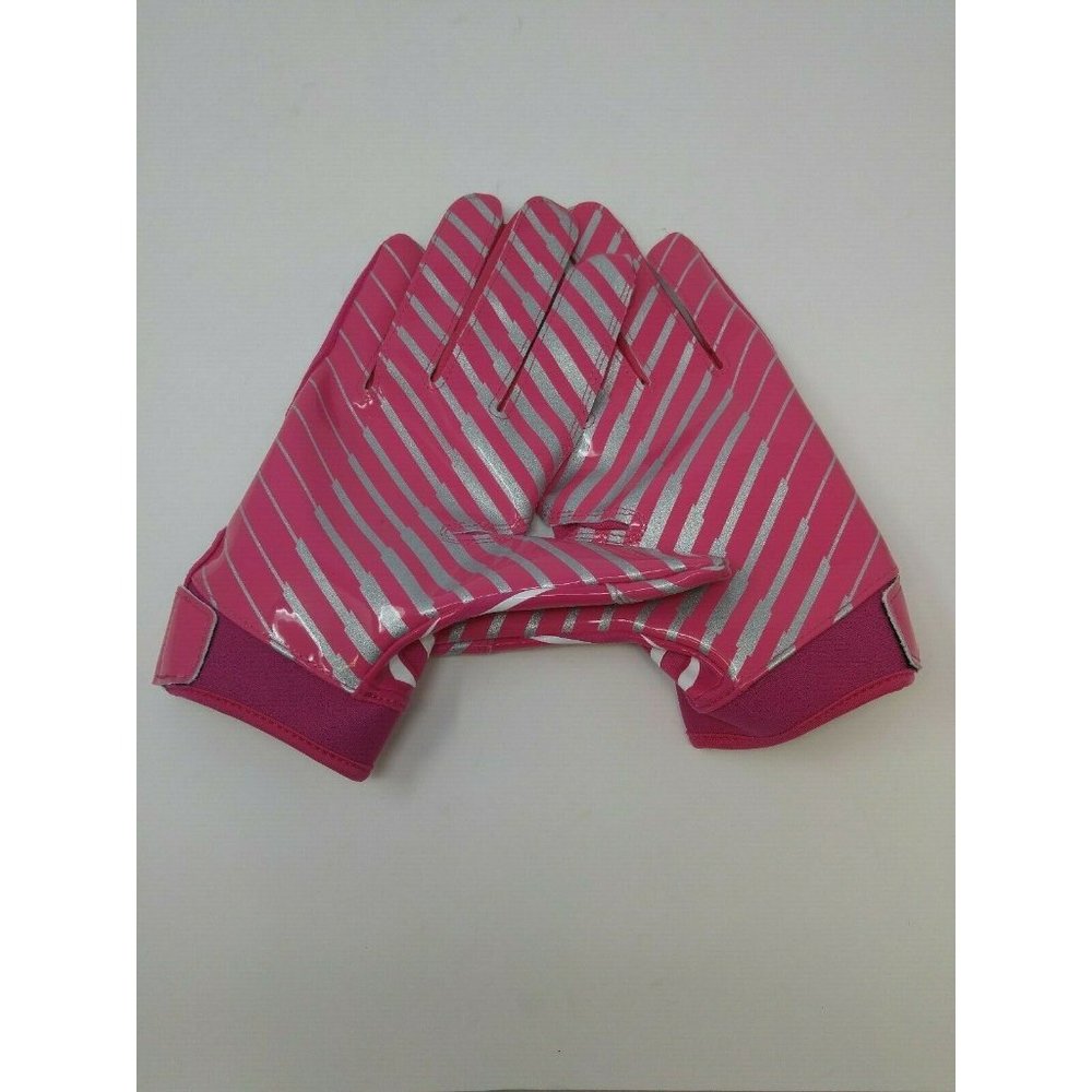 New Under Armour Men's Pink/White WR Football Gloves - Size Medium - Picture 3 of 3